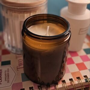 Amber Glass Rose Lemon Scented Candle